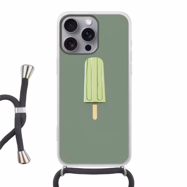 Telefoonhoesje met koord - Groen - Waterijsje - Stokje - Illustratie — 1