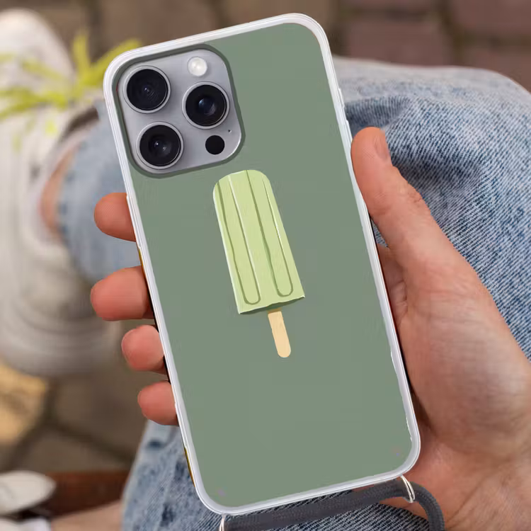 Telefoonhoesje met koord - Groen - Waterijsje - Stokje - Illustratie — 2