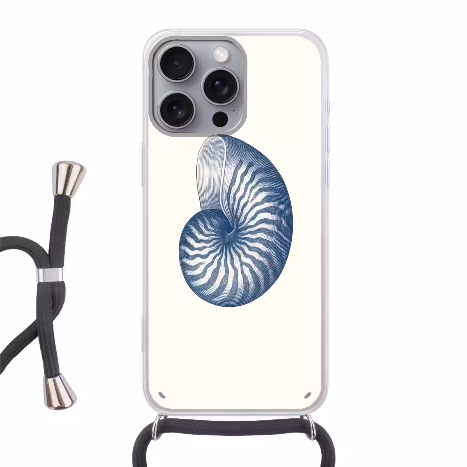 Telefoonhoesje met koord - Blauw - Schelp - Spiraal — 1