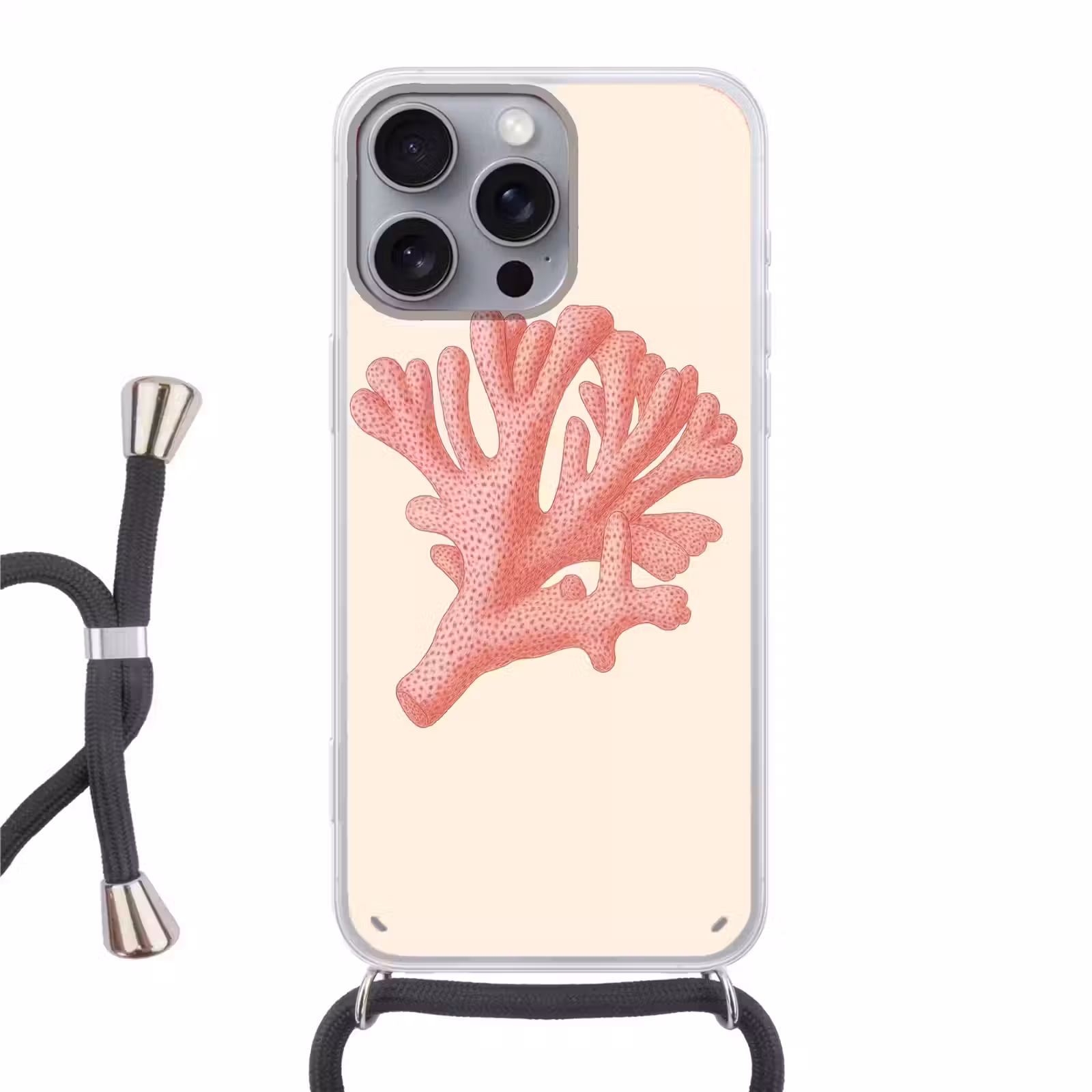Telefoonhoesje met koord - Koraal - Stipjes - Roze — 1