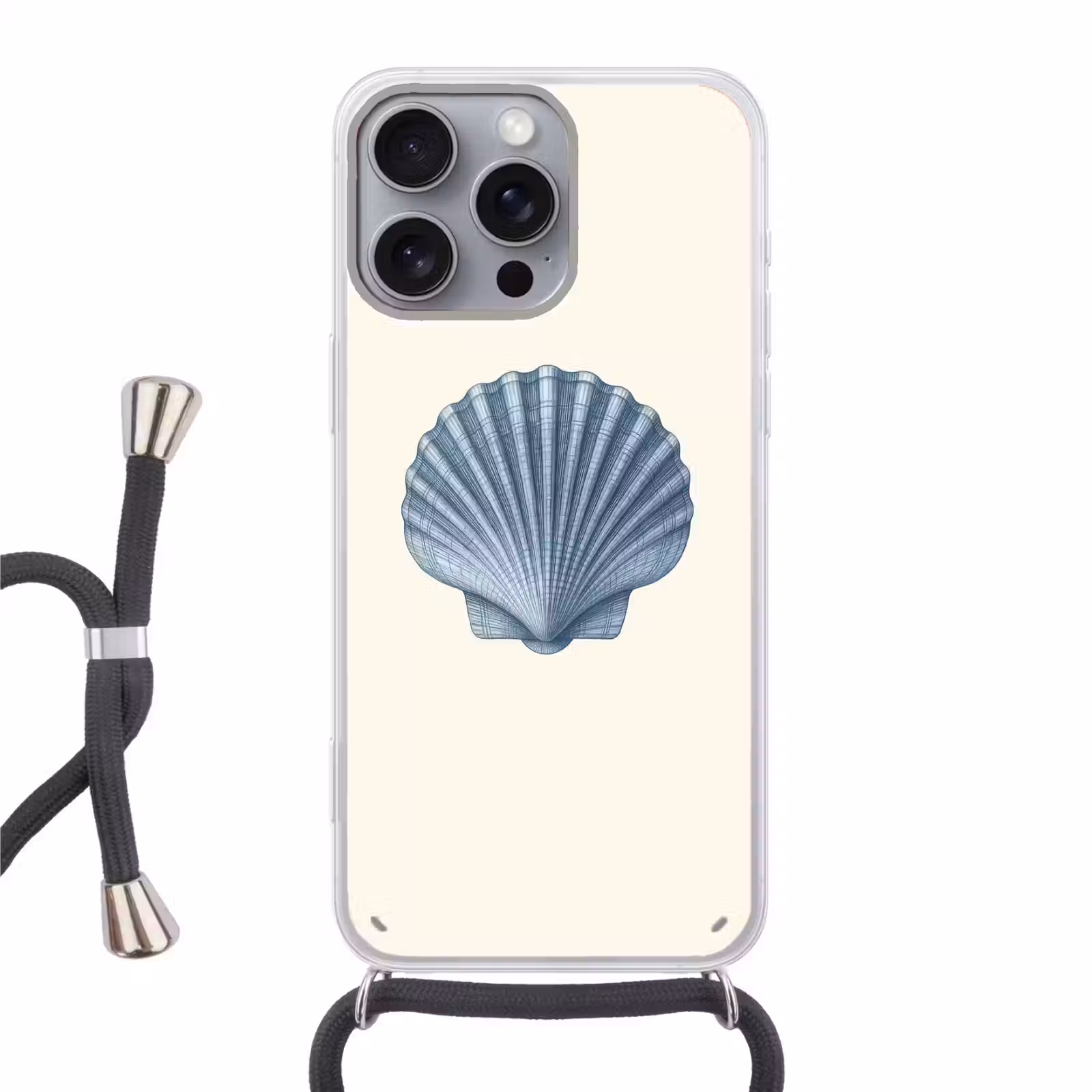 Telefoonhoesje met koord - Ribbels - Blauw - Schelp — 1