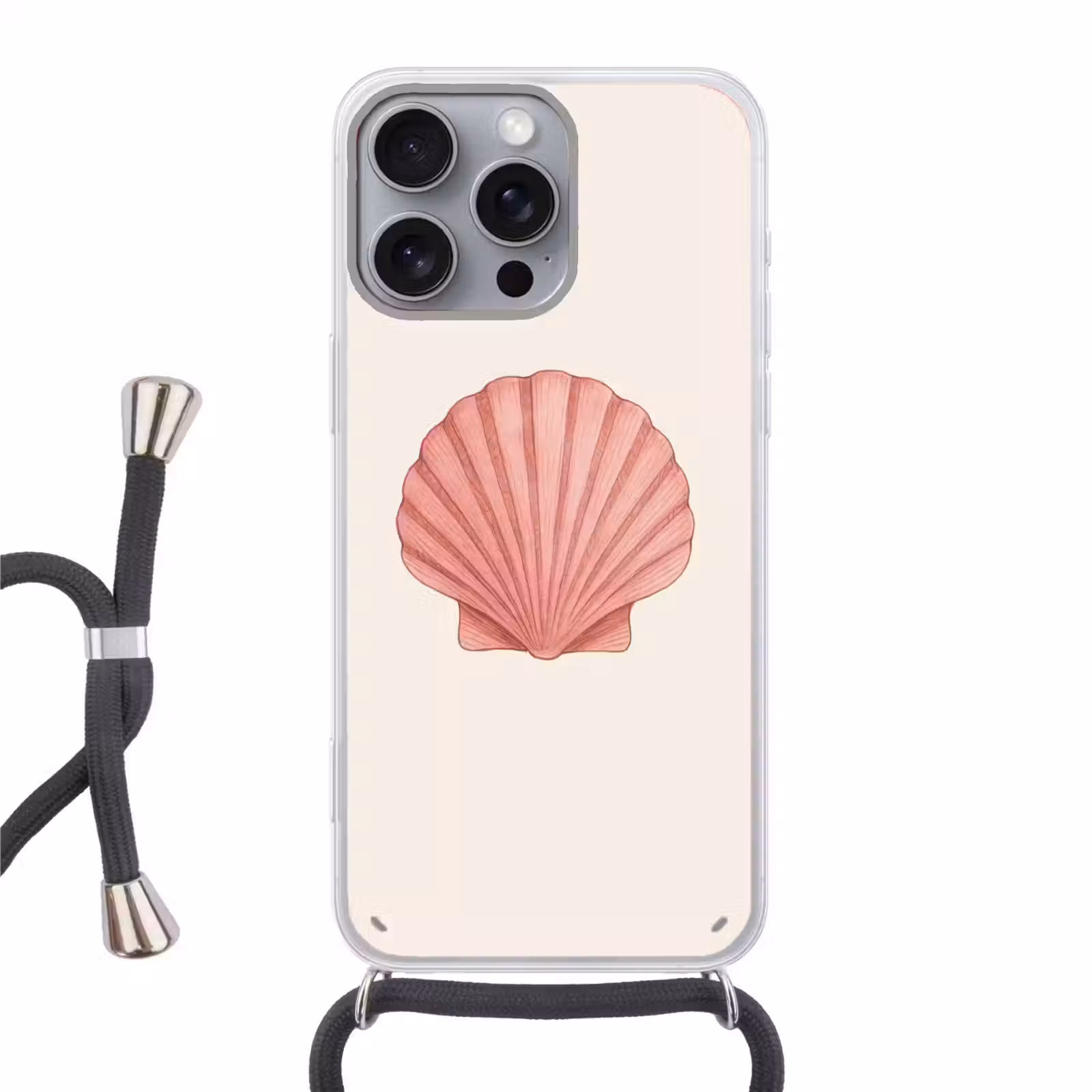 Telefoonhoesje met koord - Schelp - Roze - Ribbels — 1