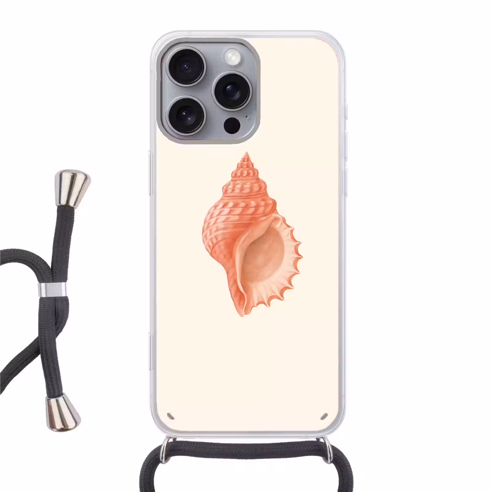 Telefoonhoesje met koord - Schelp - Roze - Structuur — 1