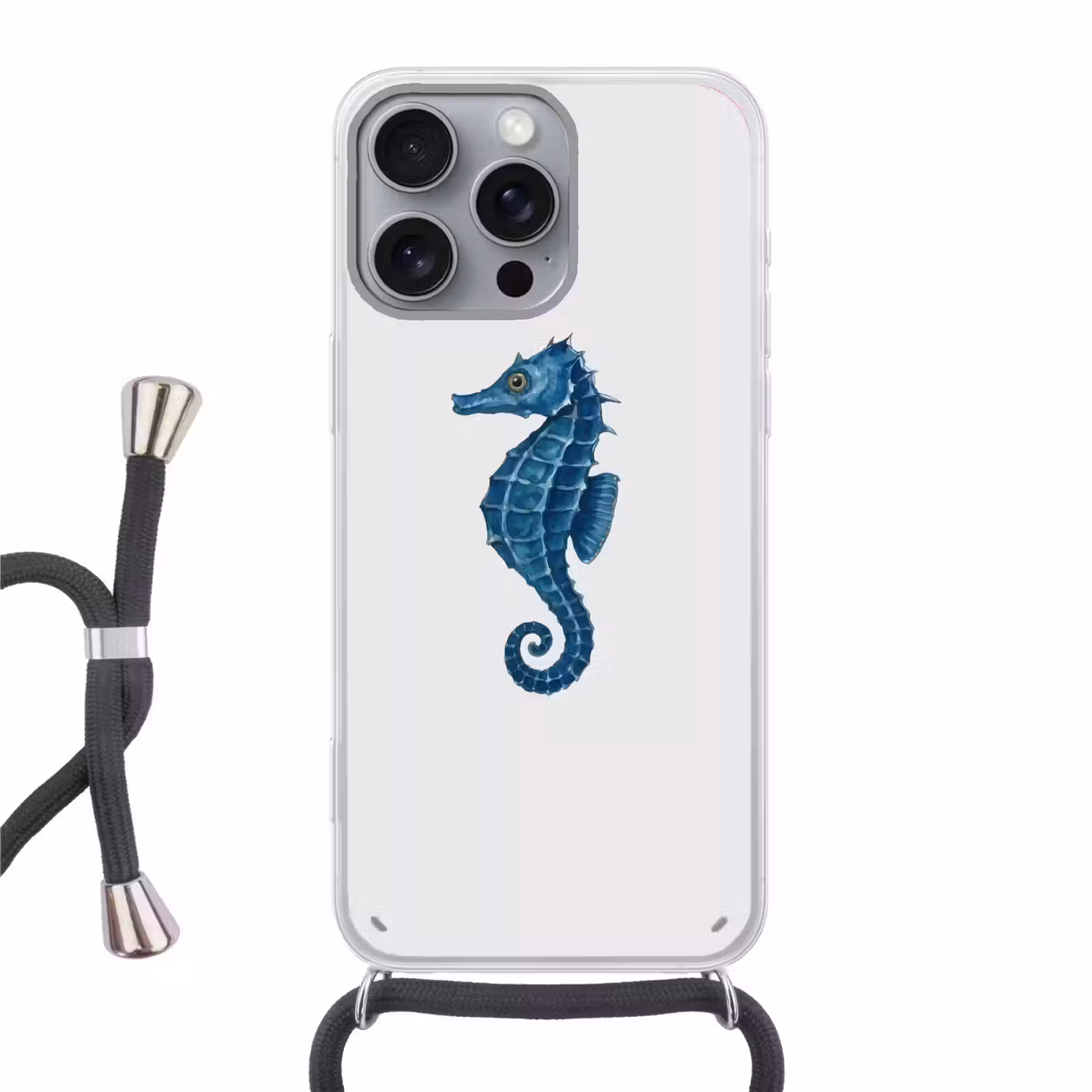 Telefoonhoesje met koord - Zeepaardje - Staart - Blauw — 1