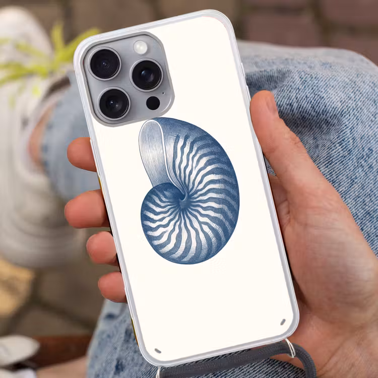 Telefoonhoesje met koord - Blauw - Schelp - Spiraal — 2