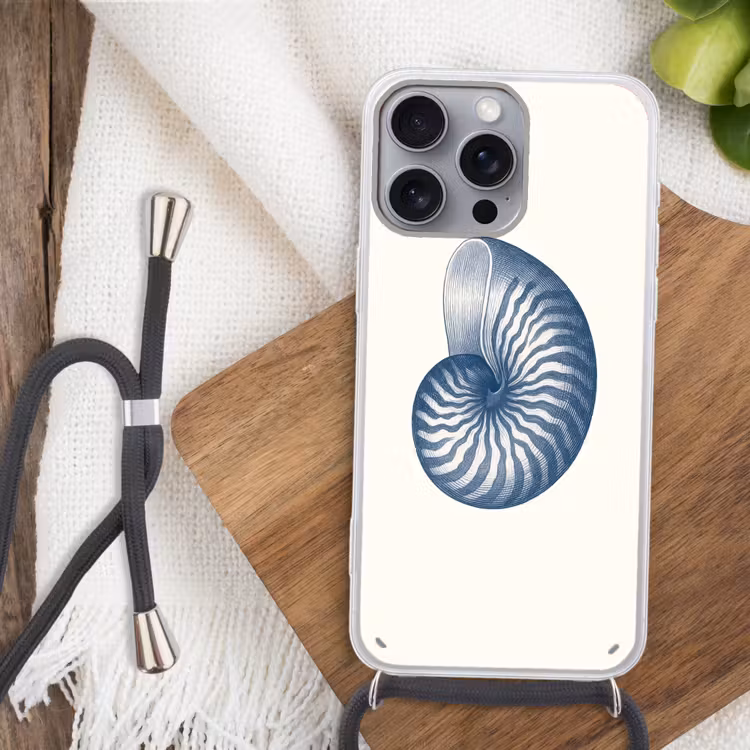 Telefoonhoesje met koord - Blauw - Schelp - Spiraal — 3