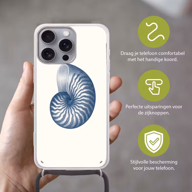 Telefoonhoesje met koord - Blauw - Schelp - Spiraal — 4