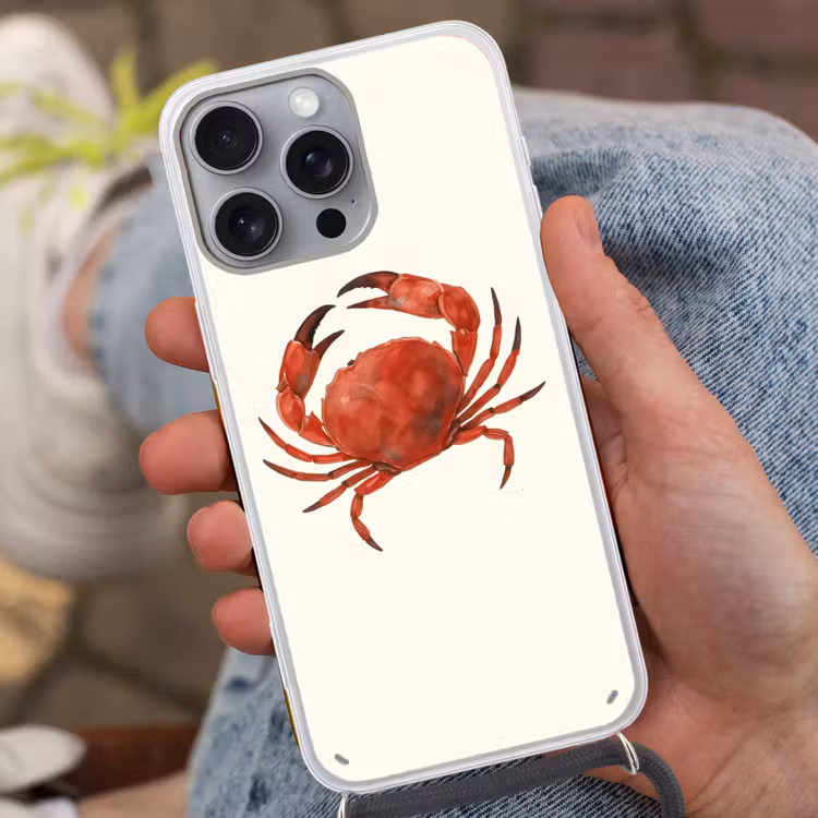 Telefoonhoesje met koord - Krab - Felrood - Poten — 2