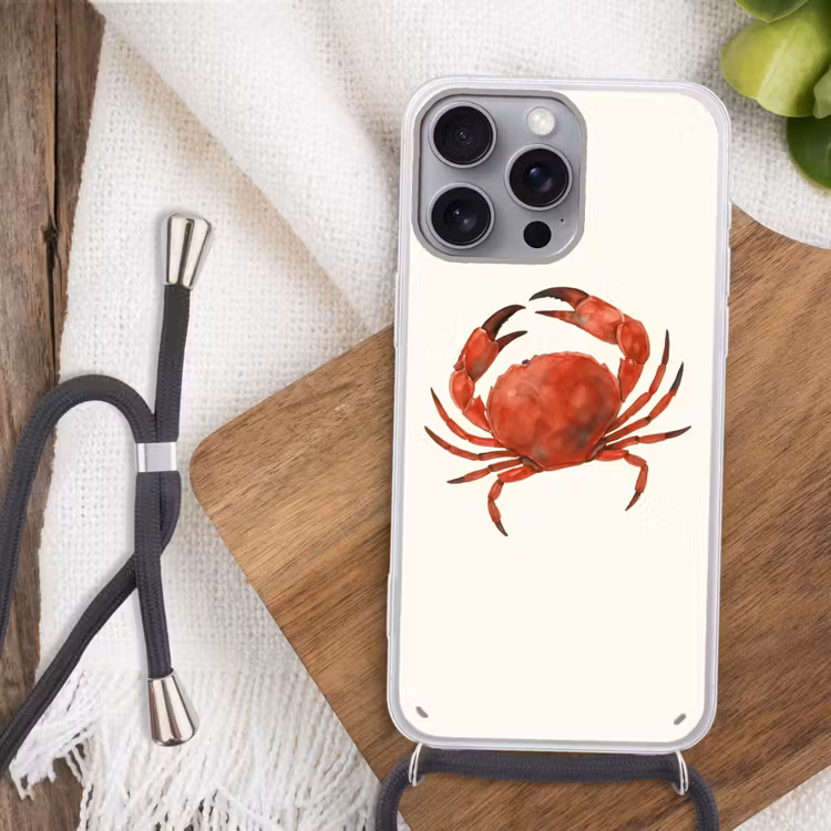 Telefoonhoesje met koord - Krab - Felrood - Poten — 3
