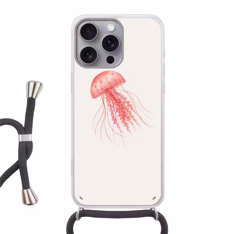 Telefoonhoesje met koord - Kwal - Tentakels - Roze — 1