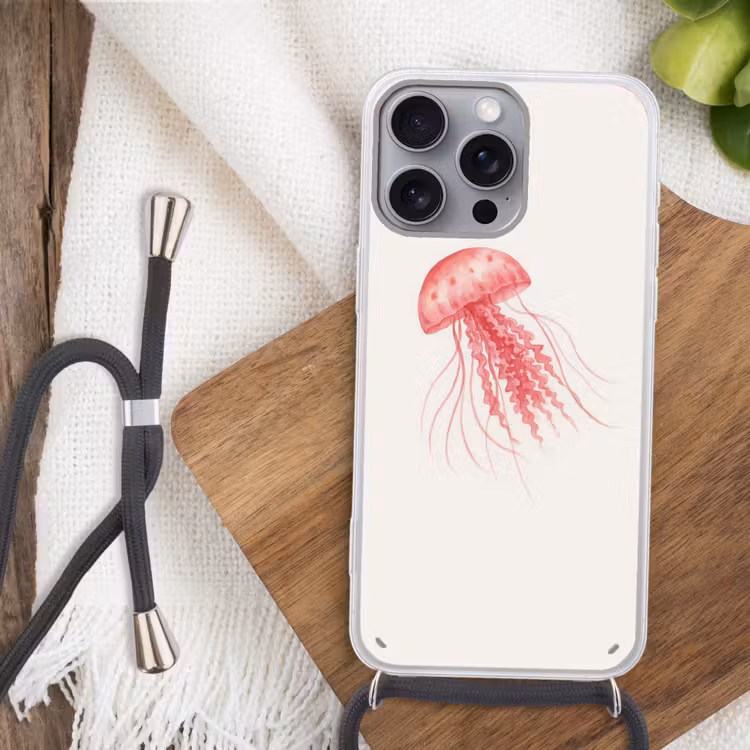 Telefoonhoesje met koord - Kwal - Tentakels - Roze — 3