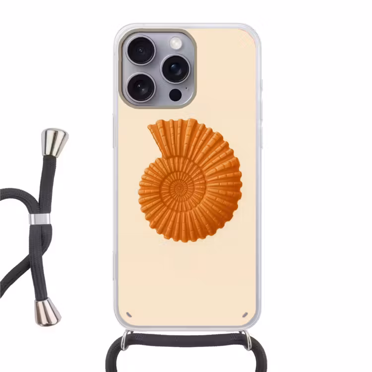 Telefoonhoesje met koord - Schelp - Oranje - Ribbels — 1