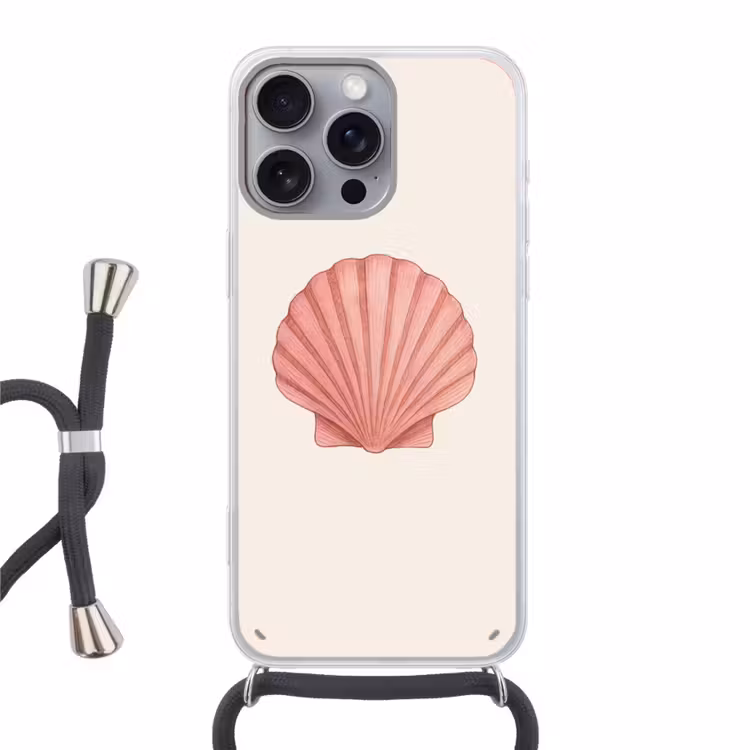 Telefoonhoesje met koord - Schelp - Roze - Ribbels — 1