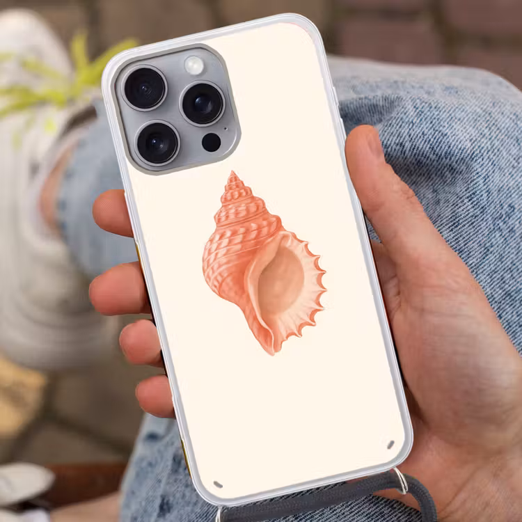 Telefoonhoesje met koord - Schelp - Roze - Structuur — 2