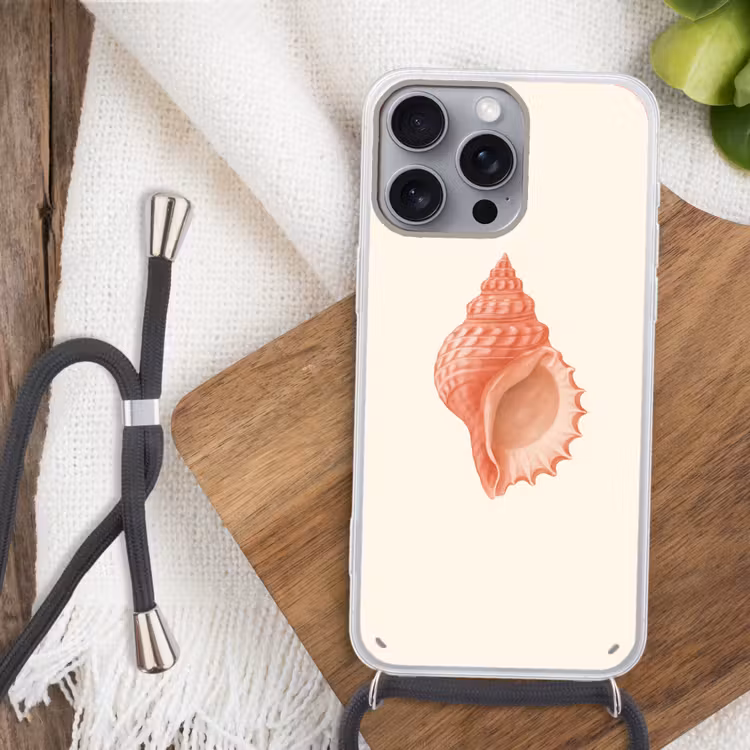Telefoonhoesje met koord - Schelp - Roze - Structuur — 3