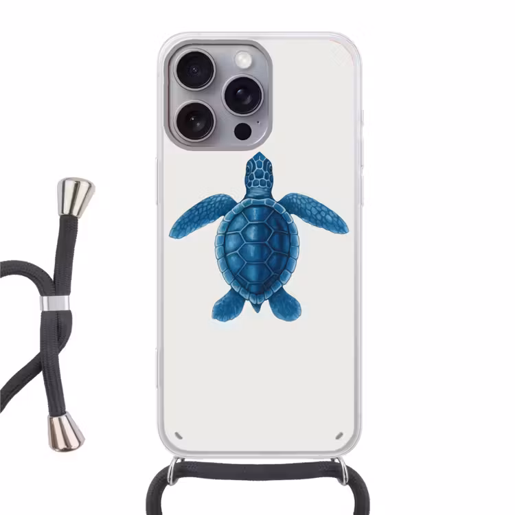 Telefoonhoesje met koord - Schildpad - Blauw - Schild — 1