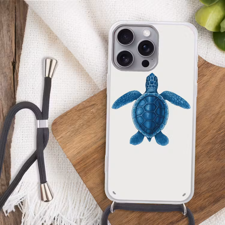 Telefoonhoesje met koord - Schildpad - Blauw - Schild — 3