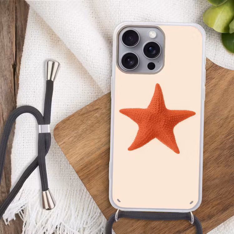 Telefoonhoesje met koord - Zeester - Bobbels - Rood — 3