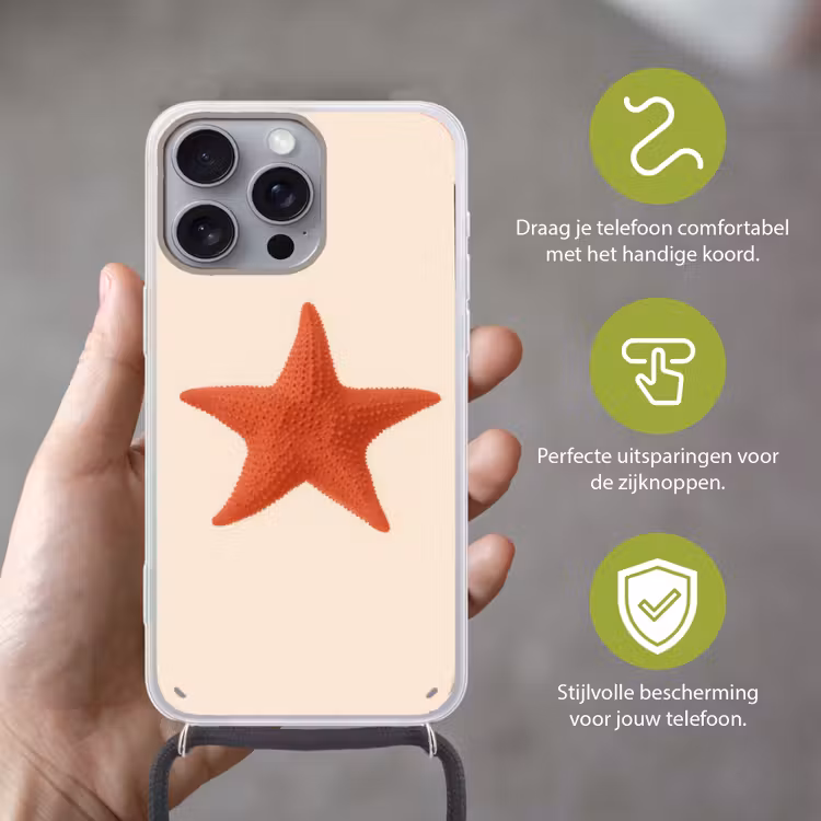Telefoonhoesje met koord - Zeester - Bobbels - Rood — 4