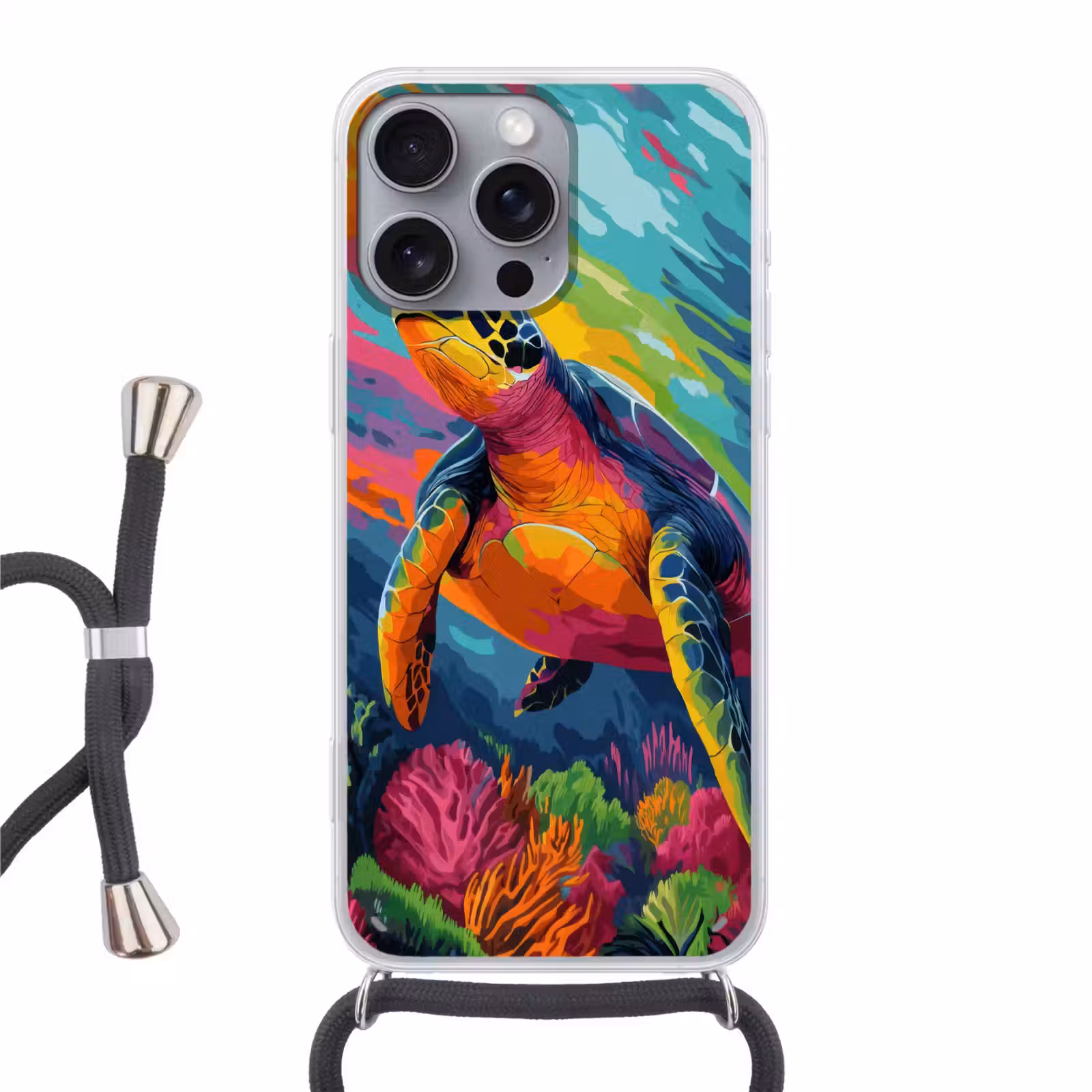 Telefoonhoesje met koord - Koraal - Schildpad - Abstract - Water — 1