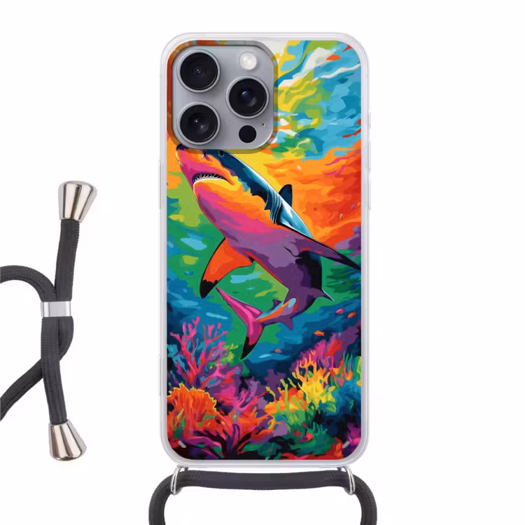 Telefoonhoesje met koord - Haai - Koraalrif - Abstract - Kleurrijk — 1