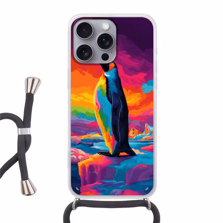 Telefoonhoesje met koord - Ijsschots - Pinguïn - Abstract - Lucht — 1