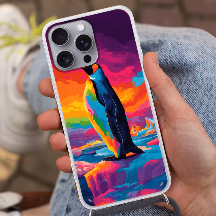 Telefoonhoesje met koord - Ijsschots - Pinguïn - Abstract - Lucht — 2