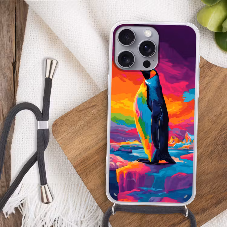 Telefoonhoesje met koord - Ijsschots - Pinguïn - Abstract - Lucht — 3