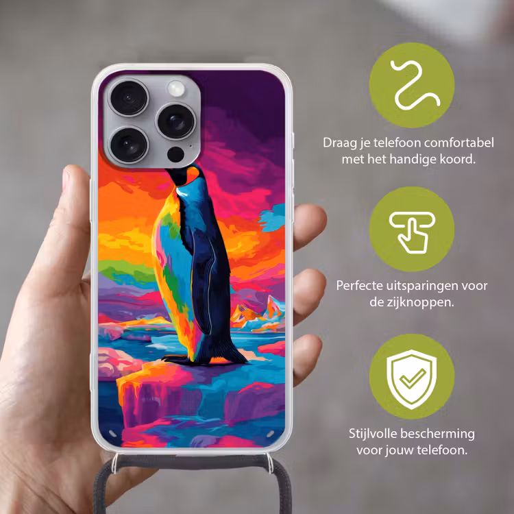 Telefoonhoesje met koord - Ijsschots - Pinguïn - Abstract - Lucht — 4