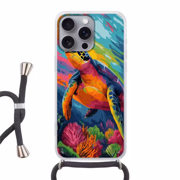 Telefoonhoesje met koord - Koraal - Schildpad - Abstract - Water — 1