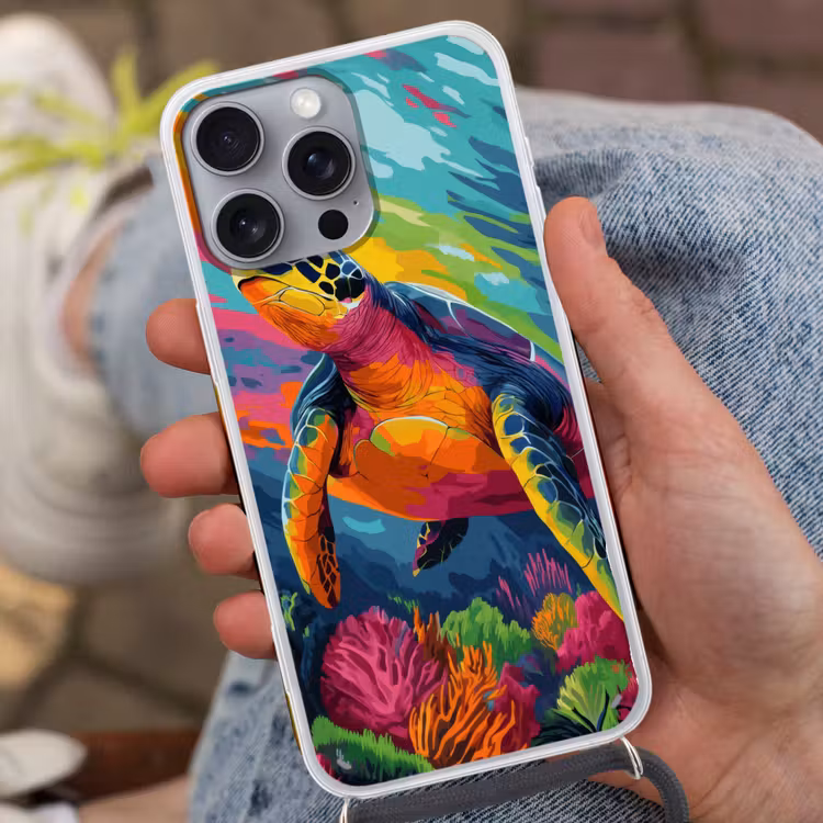 Telefoonhoesje met koord - Koraal - Schildpad - Abstract - Water — 2