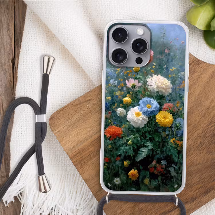 Telefoonhoesje met koord - Close-up - Veld - Bloemen - Kleurrijk — 3