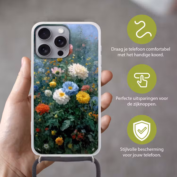 Telefoonhoesje met koord - Close-up - Veld - Bloemen - Kleurrijk — 4