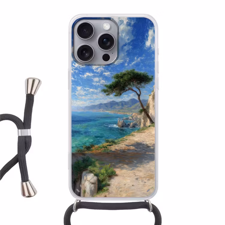 Telefoonhoesje met koord - Rotsen - Kustlijn - Boom - Bergen — 1