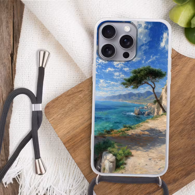 Telefoonhoesje met koord - Rotsen - Kustlijn - Boom - Bergen — 3