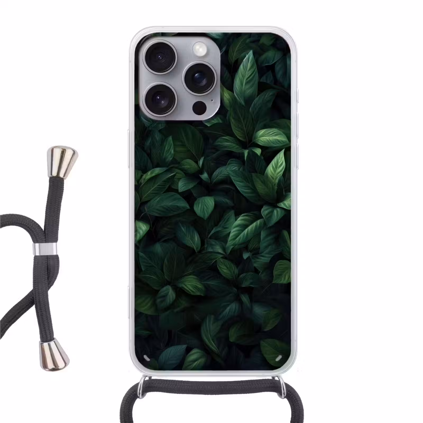Telefoonhoesje met koord - Bladeren - Ovaal - Groen - Nerven — 1