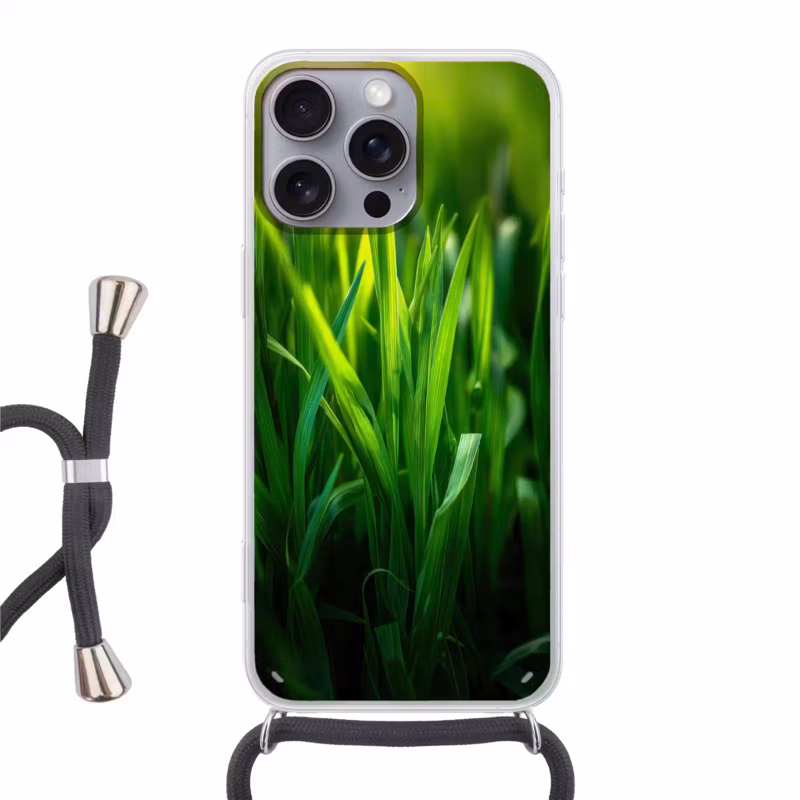 Telefoonhoesje met koord - Grassprieten - Lichtinval - Groen — 1