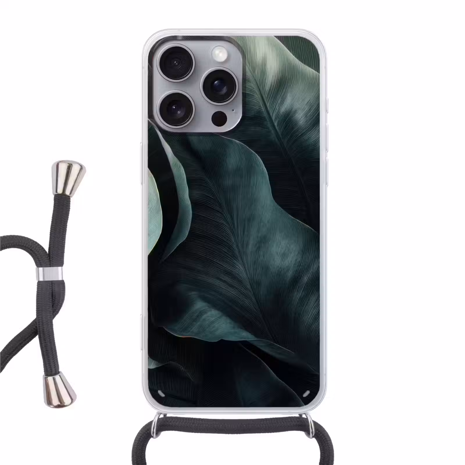 Telefoonhoesje met koord - Groen - Bladeren - Glad - Nerven — 1