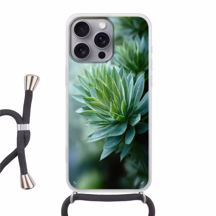 Telefoonhoesje met koord - Blad - Plant - Groen - Textuur — 1