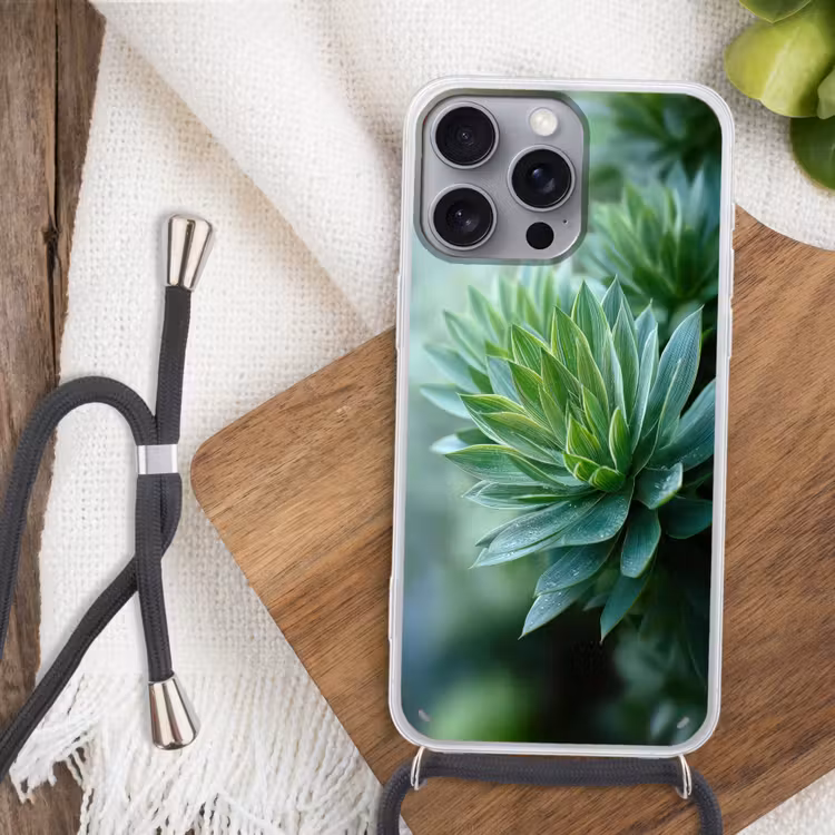 Telefoonhoesje met koord - Blad - Plant - Groen - Textuur — 3