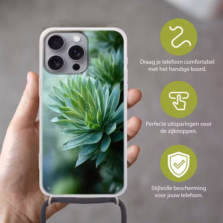Telefoonhoesje met koord - Blad - Plant - Groen - Textuur — 4