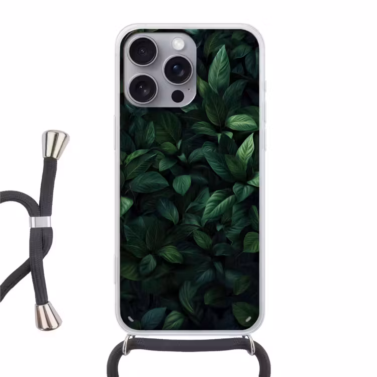 Telefoonhoesje met koord - Bladeren - Ovaal - Groen - Nerven — 1