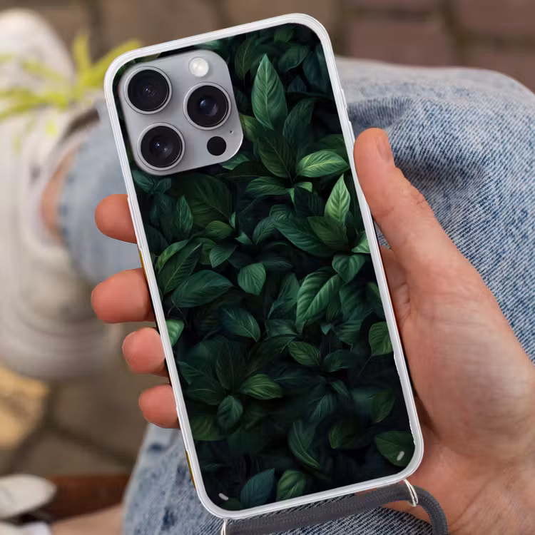 Telefoonhoesje met koord - Bladeren - Ovaal - Groen - Nerven — 2