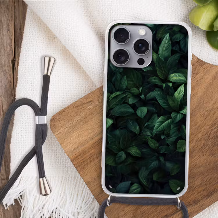 Telefoonhoesje met koord - Bladeren - Ovaal - Groen - Nerven — 3