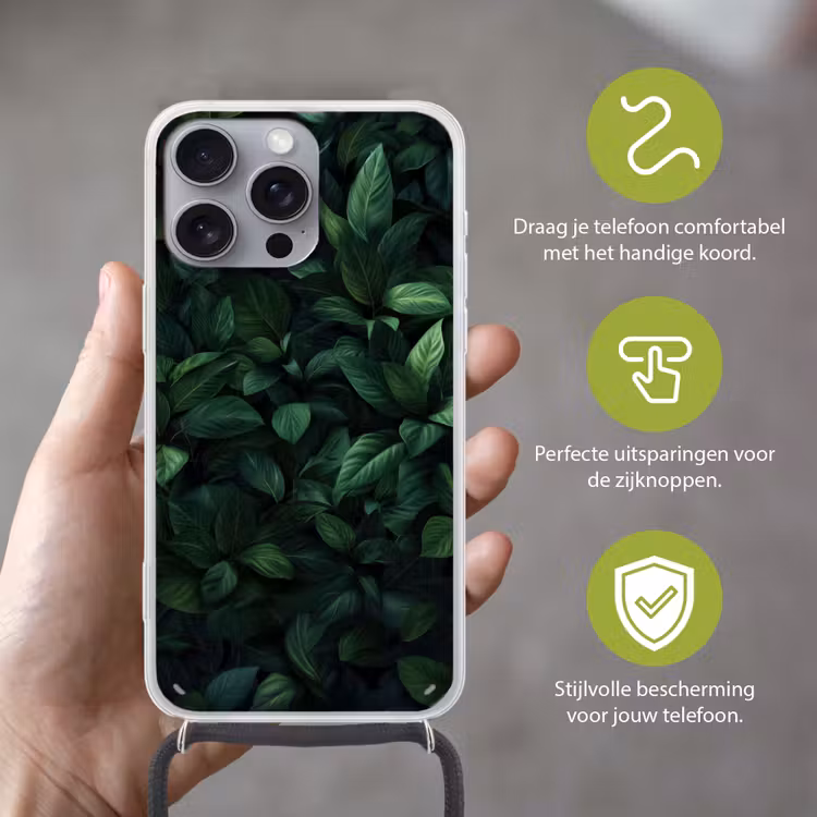 Telefoonhoesje met koord - Bladeren - Ovaal - Groen - Nerven — 4