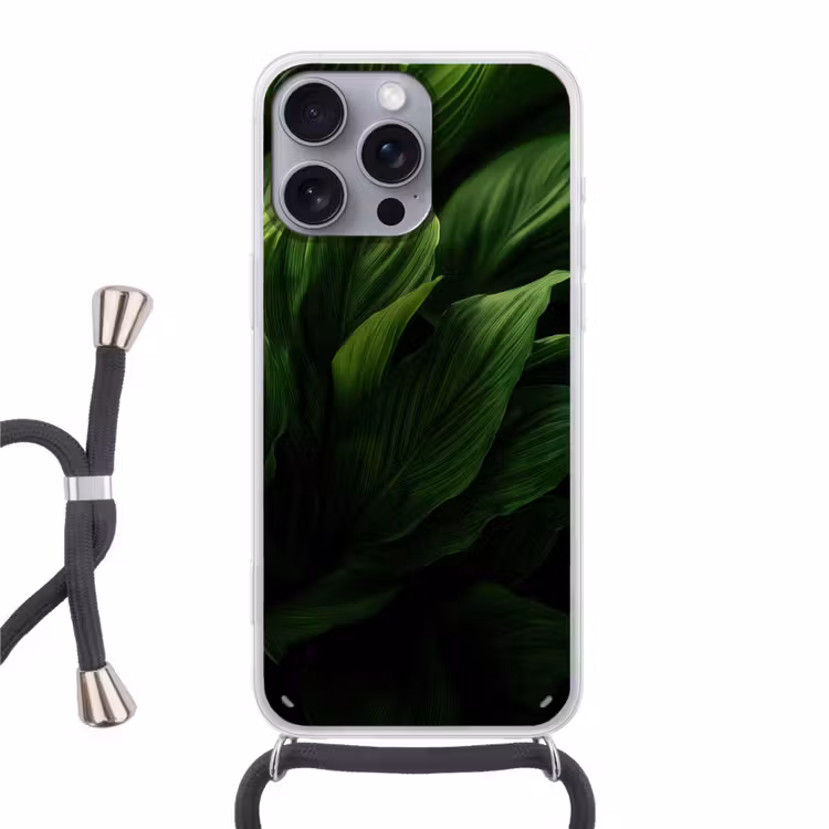 Telefoonhoesje met koord - Bladeren - Schaduw - Groen - Textuur — 1