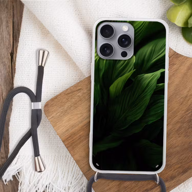 Telefoonhoesje met koord - Bladeren - Schaduw - Groen - Textuur — 3