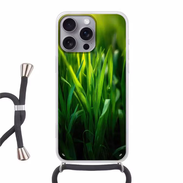 Telefoonhoesje met koord - Grassprieten - Lichtinval - Groen — 1