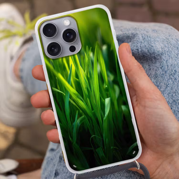 Telefoonhoesje met koord - Grassprieten - Lichtinval - Groen — 2