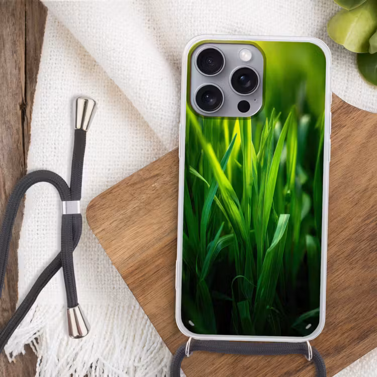 Telefoonhoesje met koord - Grassprieten - Lichtinval - Groen — 3
